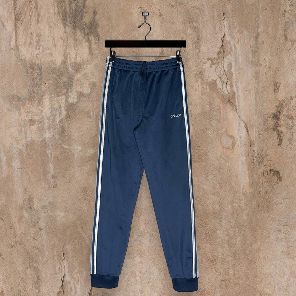 Vintage Y2K Adidas Sweatpants Youth L Slate Blue Polyester Joggers 3 Stripes - Picture 2 of 6
